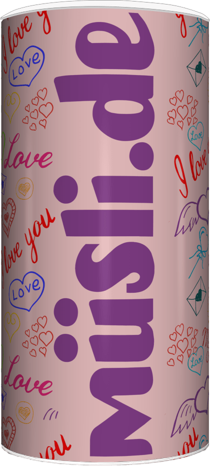 Bild der Verpackung (Dose) des Bio Müslis Valentin Warmes Herz Pflaume & Mohn von müsli.de