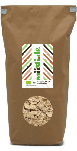 Bild der Verpackung (Dose) des Bio Müslis Bio Buchweizenflakes von müsli.de