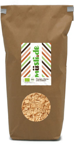 Bild der Verpackung (Dose) des Bio Müslis Bio Vollkorn Dinkelflakes von müsli.de