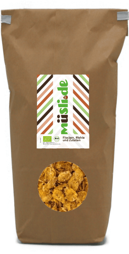 Bild der Verpackung (Dose) des Bio Müslis Bio Vollkorn Cornflakes von müsli.de