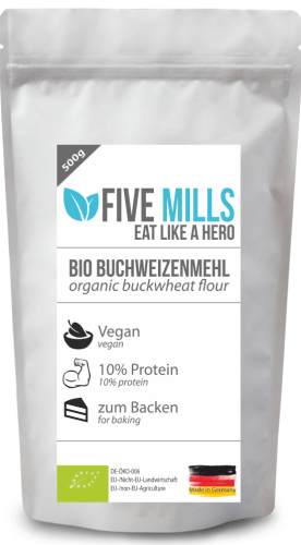 Bild der Verpackung (Dose) des Bio Müslis Bio Buchweizenmehl von müsli.de