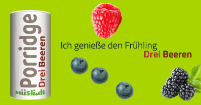 Infobild des Müslis Drei Beeren Porridge von müsli.de